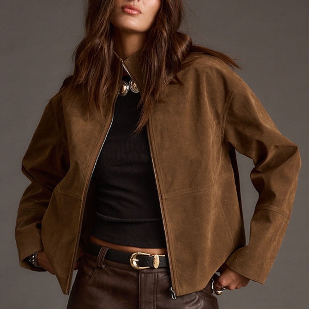 12th Tribe Sienna Brown Vegan Suede Jacket Size XSXS